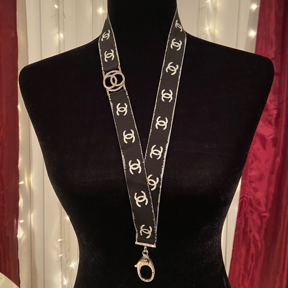 Chanel Crystal CC Lanyard Necklace.